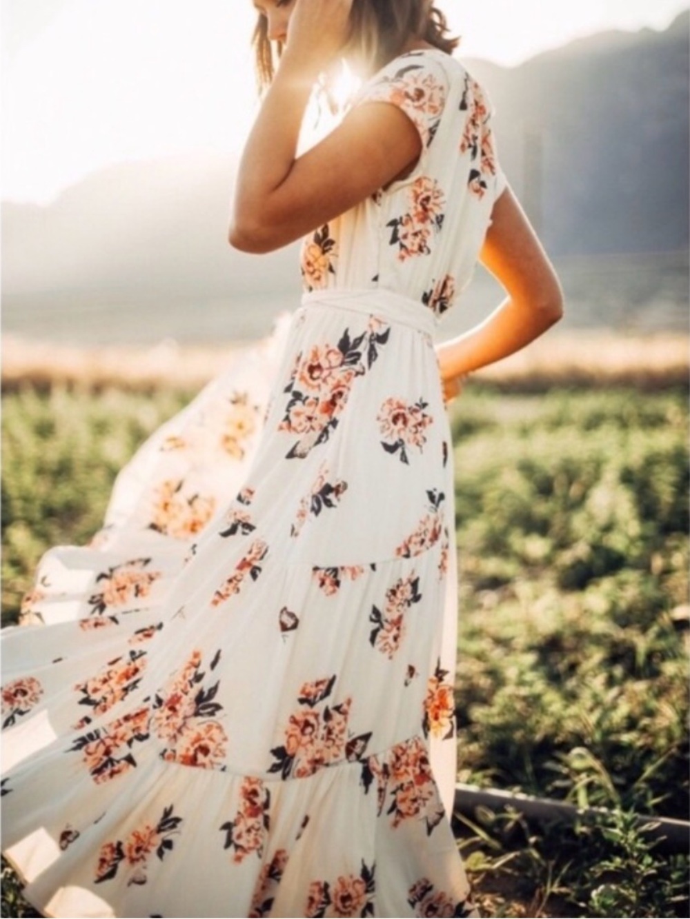 Free People All I Got Floral Maxi Dress Romance Coquette Cottage Sz 4